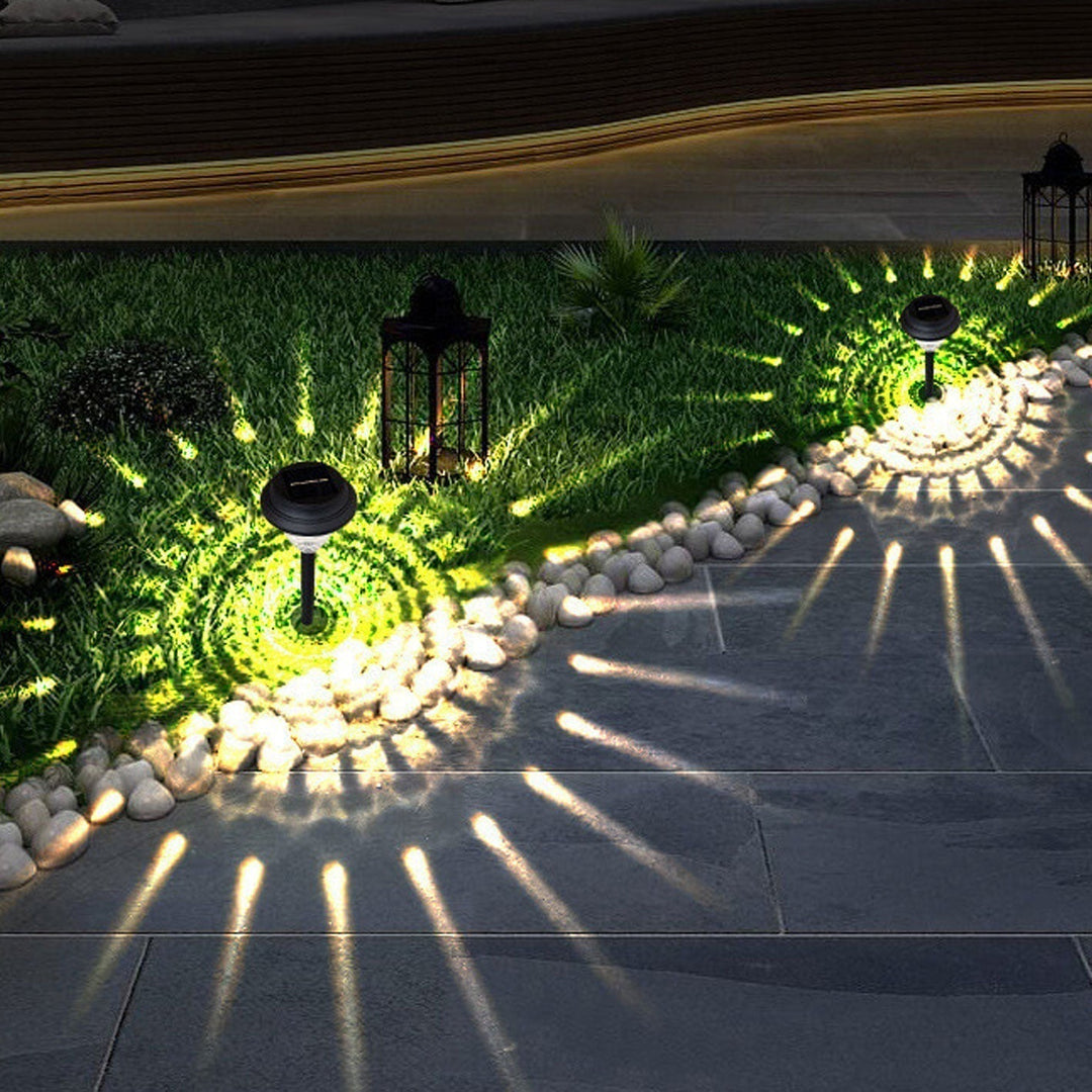 Solcellsdriven vattentät cirkulär divergent ljusskugga design LED utomhus trädgårdsdekoration ljus