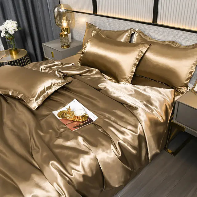 Lyxigt Solid Satin Täcke - SilkSerenity