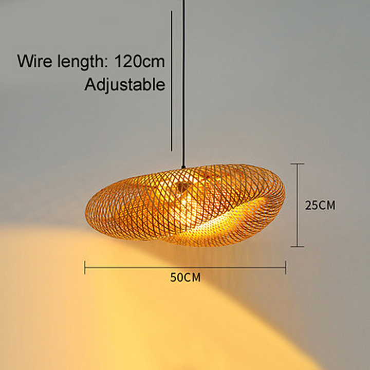 Rattan Vävd Bambu - Pendellampa - LED - Ljus