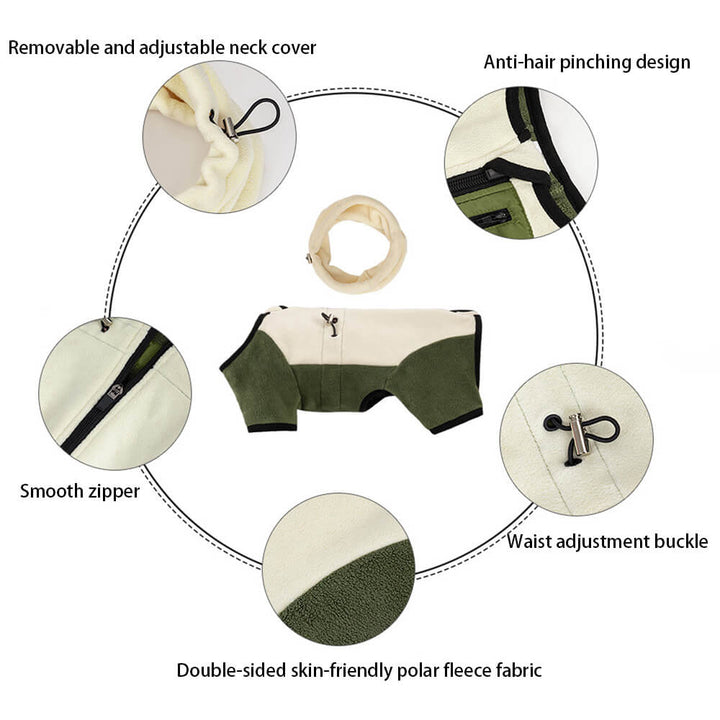 Full Protection Polar Fleece Hundoverall med Avtagbar Krage