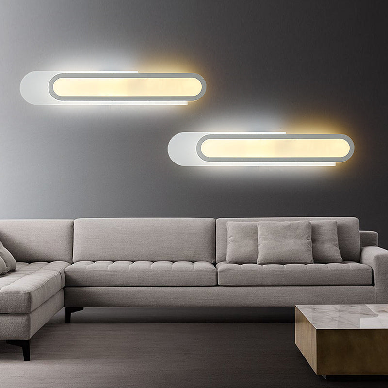 LED Badrumsspegel Lampa med Avlång Akrylskärm Vita Vägglampor i Varm/Vit Ljus, 12"/18"/20" Bred