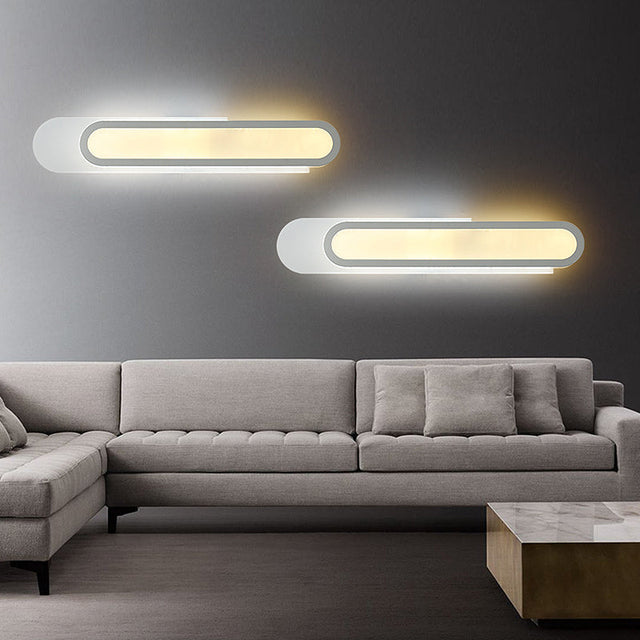 LED Badrumsspegel Lampa med Avlång Akrylskärm Vita Vägglampor i Varm/Vit Ljus, 12"/18"/20" Bred