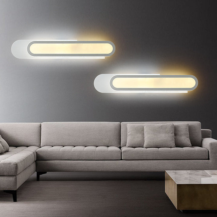 LED Badrumsspegel Lampa med Avlång Akrylskärm Vita Vägglampor i Varm/Vit Ljus, 12"/18"/20" Bred