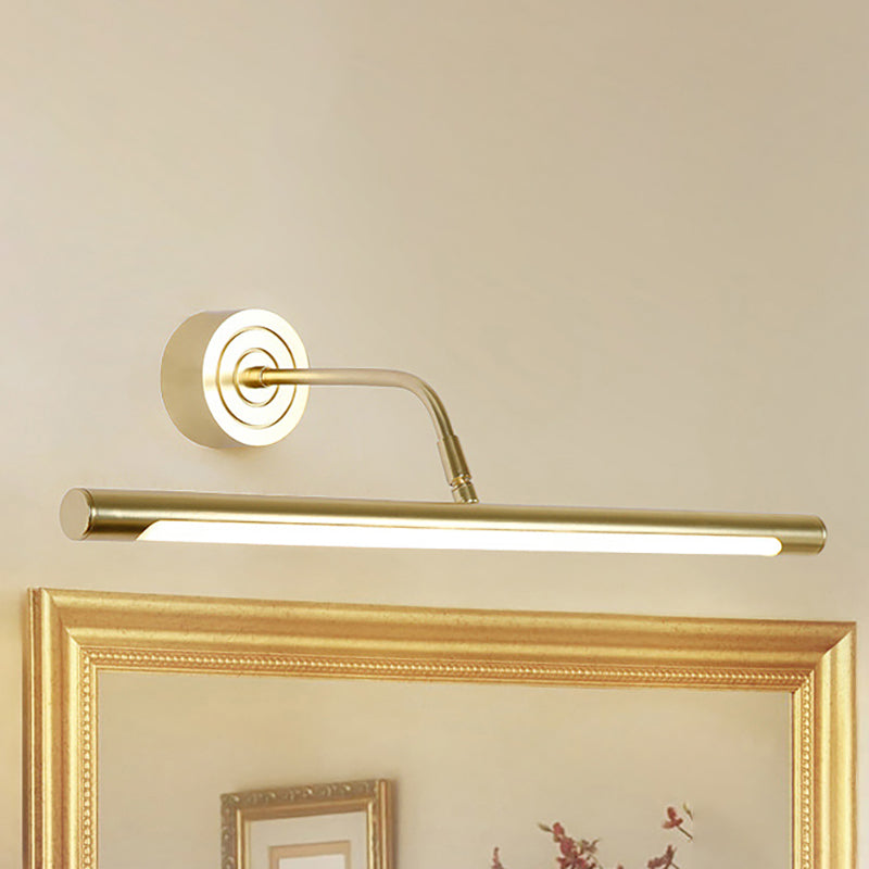 16"/20" W Slim Cylindrical Makeup Mirror Light Modernism Metal LED Guld Väggmonterad Lampa för Sovrum, Varm/Vit Belysning