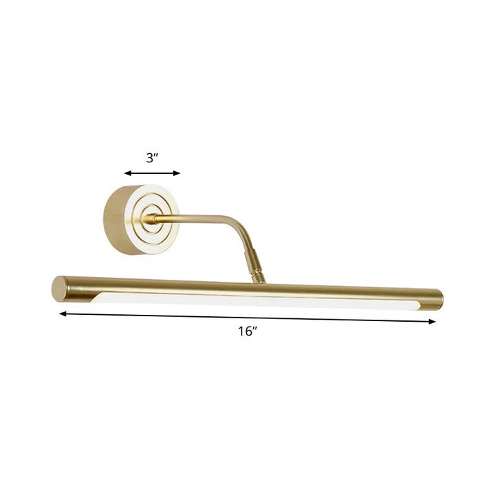 16"/20" W Slim Cylindrical Makeup Mirror Light Modernism Metal LED Guld Väggmonterad Lampa för Sovrum, Varm/Vit Belysning