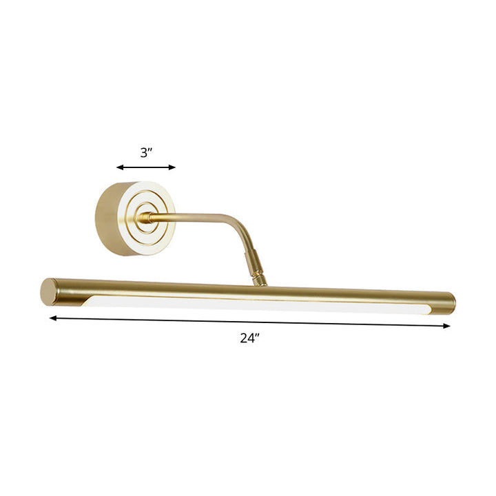 16"/20" W Slim Cylindrical Makeup Mirror Light Modernism Metal LED Guld Väggmonterad Lampa för Sovrum, Varm/Vit Belysning