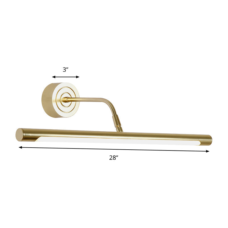 16"/20" W Slim Cylindrical Makeup Mirror Light Modernism Metal LED Guld Väggmonterad Lampa för Sovrum, Varm/Vit Belysning