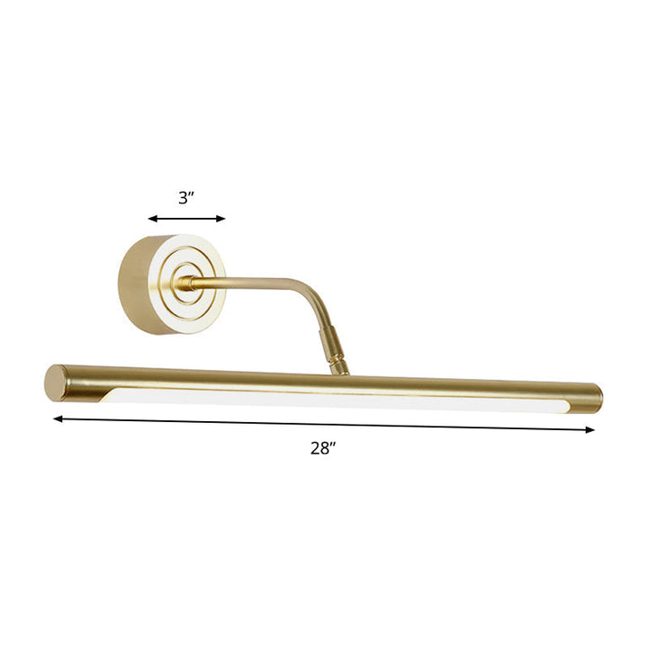 16"/20" W Slim Cylindrical Makeup Mirror Light Modernism Metal LED Guld Väggmonterad Lampa för Sovrum, Varm/Vit Belysning