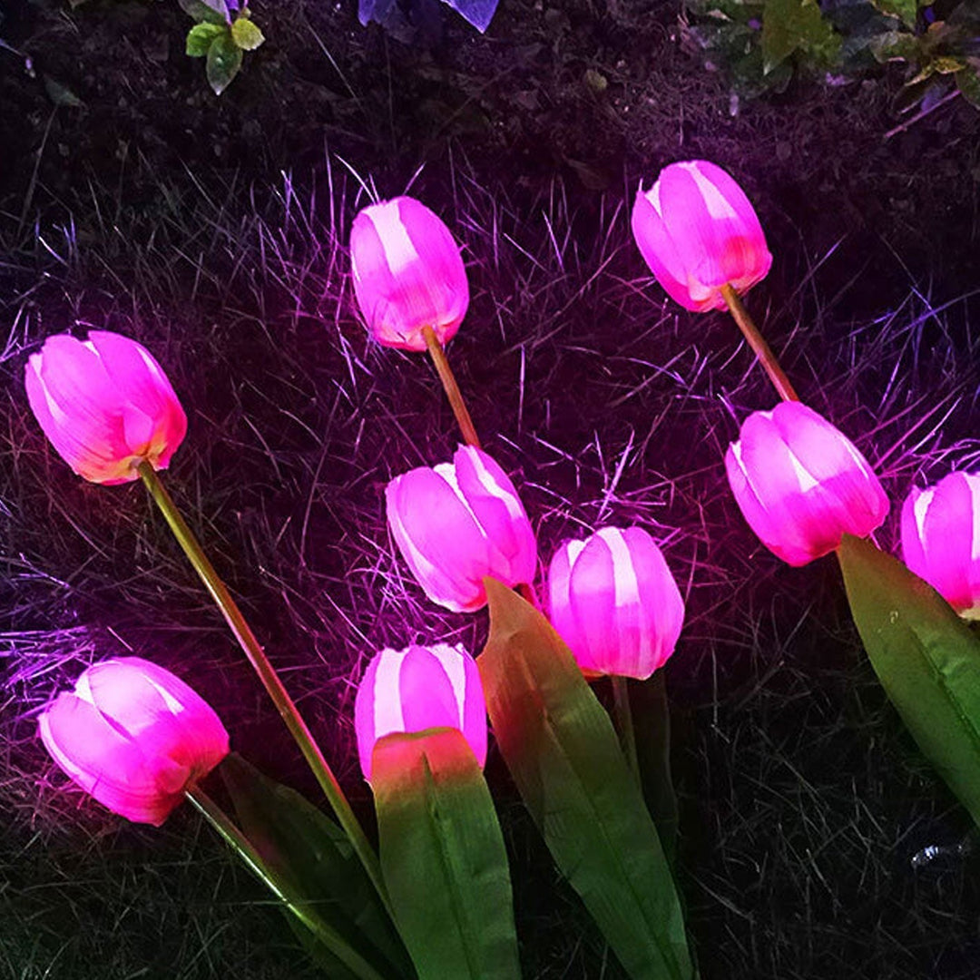 Solig Tulpan Gräslampa Utomhus Trädgård LED Tulpan Blomma Lampa Markspett Landskapsbelysning