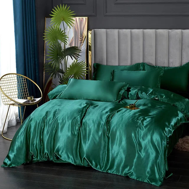 Lyxigt Siden Satin Sängkläder Set - SilkElegance