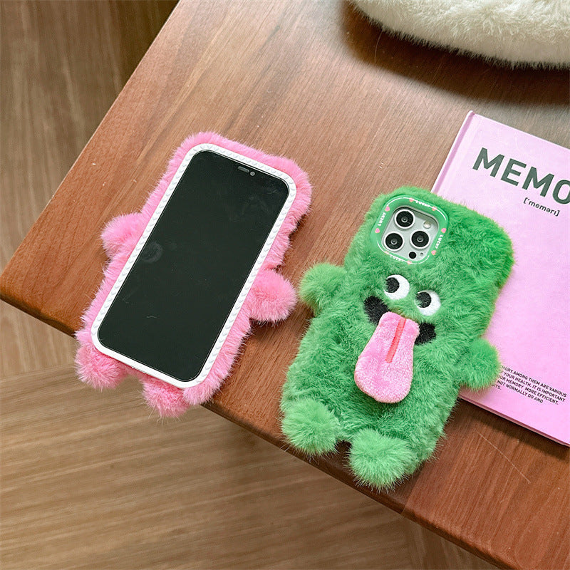 Rolig Plush Telefonfodral med Utstickande Tunga för iPhone
