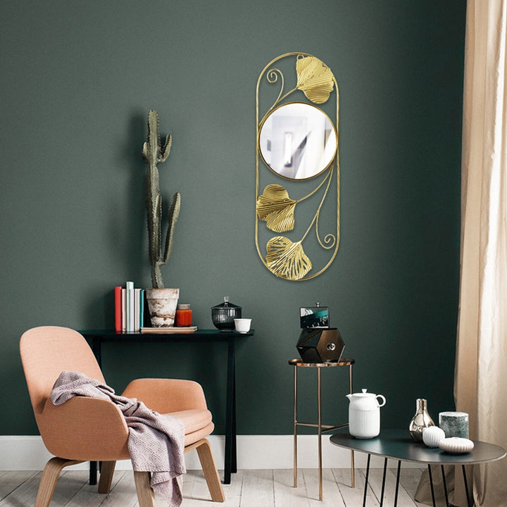 Elegant Metall Ginkgo Blad Väggspegel