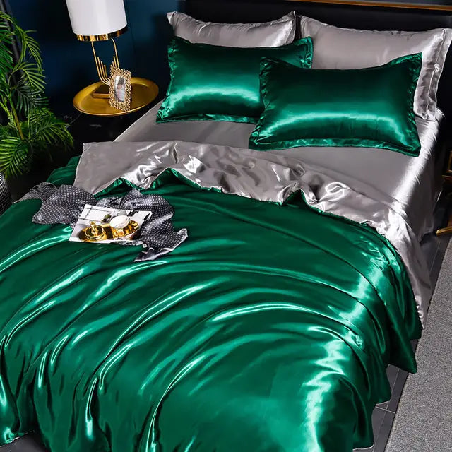 Lyxigt Solid Satin Täcke - SilkSerenity
