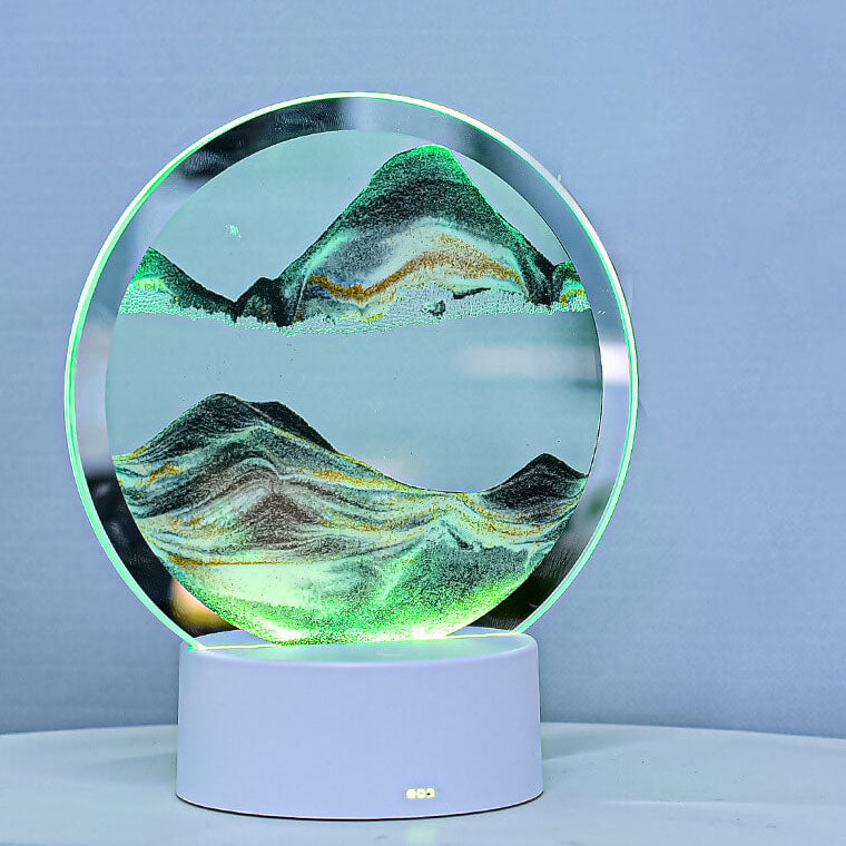 Kreativ Rund Timglas Quicksand 3D LED Nattlampa Bordslampa