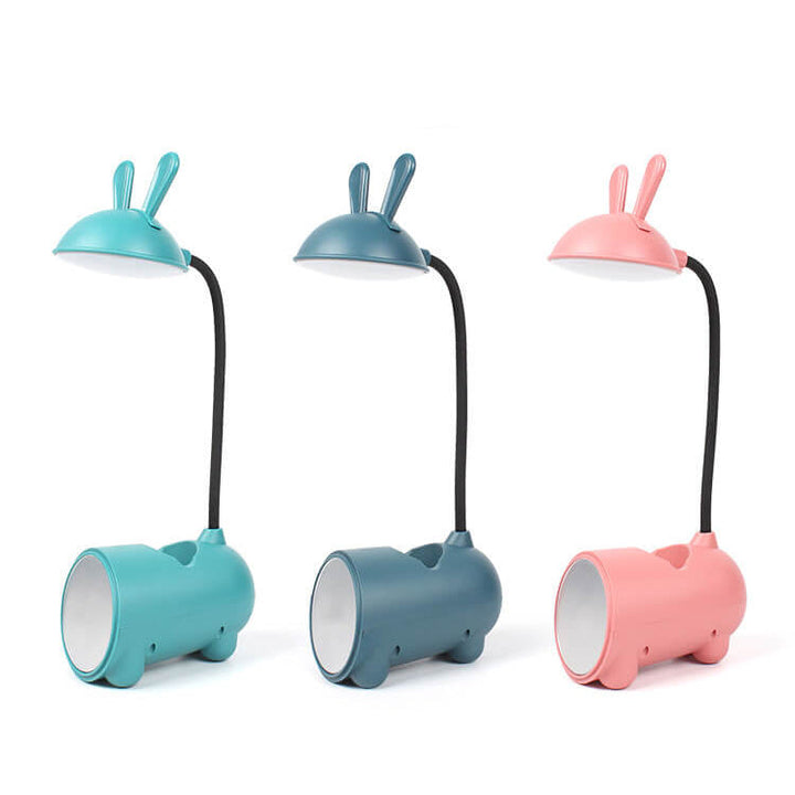 Tecknad Kreativ Kanin LED Touch USB Pennhållare Skrivbordslampa