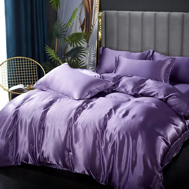 Lyxigt Siden Satin Sängkläder Set - SilkElegance