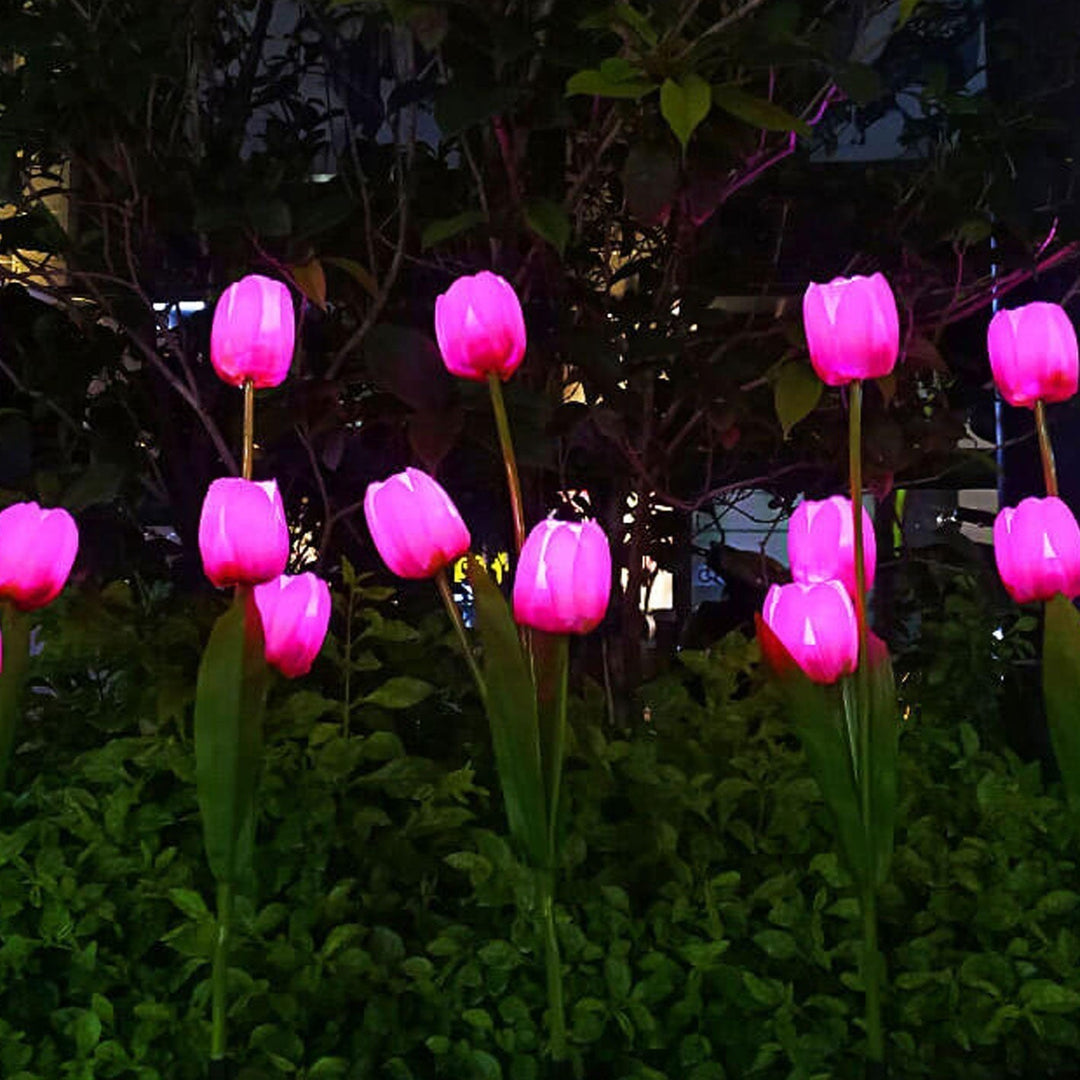 Solig Tulpan Gräslampa Utomhus Trädgård LED Tulpan Blomma Lampa Markspett Landskapsbelysning