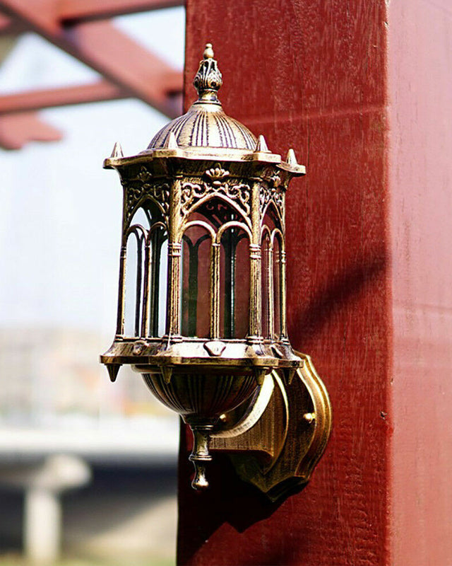 Antik Guld Utomhus Vägglampa