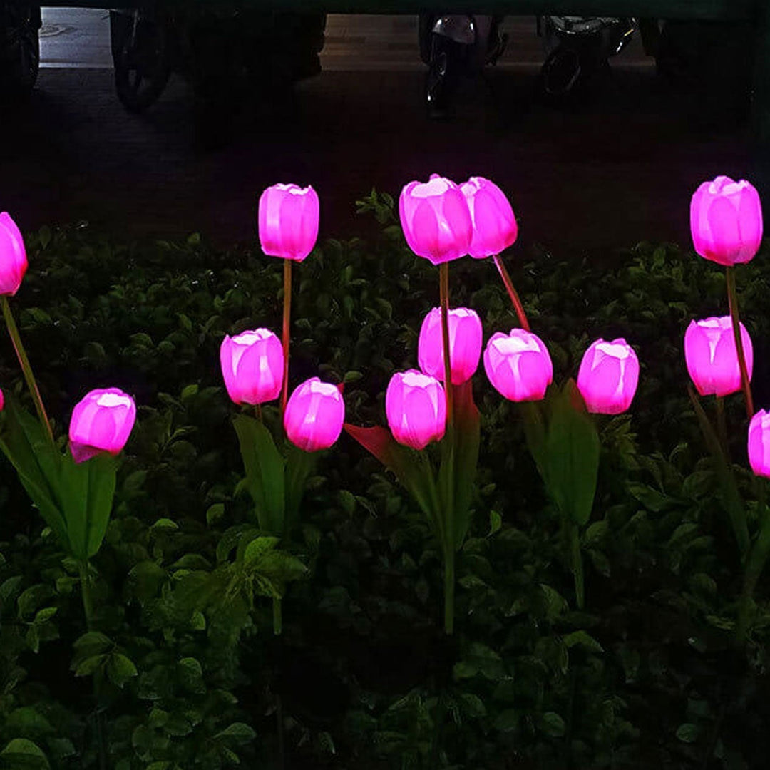 Solig Tulpan Gräslampa Utomhus Trädgård LED Tulpan Blomma Lampa Markspett Landskapsbelysning
