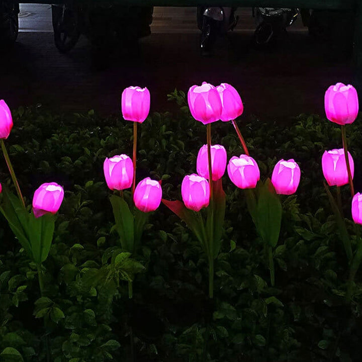 Solig Tulpan Gräslampa Utomhus Trädgård LED Tulpan Blomma Lampa Markspett Landskapsbelysning
