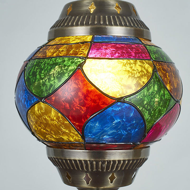 Traditionell Tiffany romantisk oval järn emaljerad 1-ljuskälla bordslampa för sovrummet