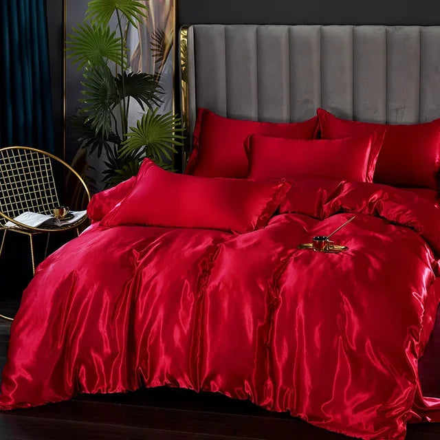 Lyxigt Siden Satin Sängkläder Set - SilkElegance