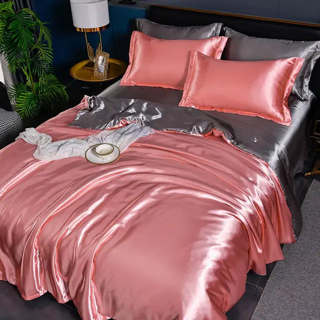 Lyxigt Solid Satin Täcke - SilkSerenity