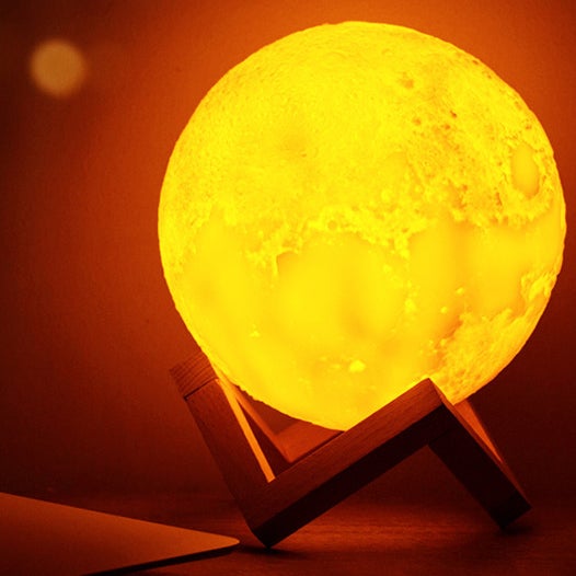 Kreativ Mini Uppladdningsbar 3D-tryckt Måne 1-Ljus LED Bordslampa