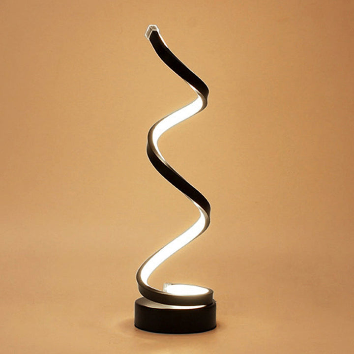 Spiral Ribb Metal Bordslampa Enkelhet Svart/Vit/Guld LED Arbetsbelysning med Rund Bas i Varm/Vit Ljus