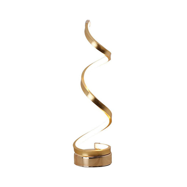 Spiral Ribb Metal Bordslampa Enkelhet Svart/Vit/Guld LED Arbetsbelysning med Rund Bas i Varm/Vit Ljus