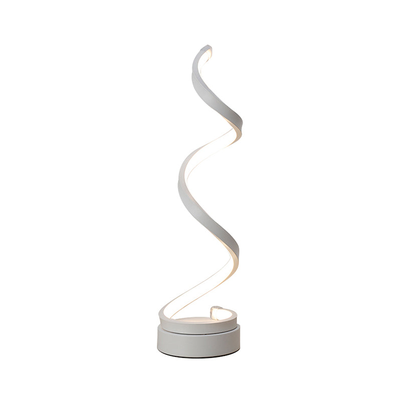 Spiral Ribb Metal Bordslampa Enkelhet Svart/Vit/Guld LED Arbetsbelysning med Rund Bas i Varm/Vit Ljus