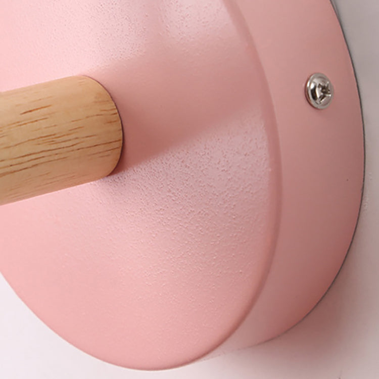Modern Minimalistisk Rund Horn Aluminium Trä 1-Ljuskälla Vägglampa för Sovrum