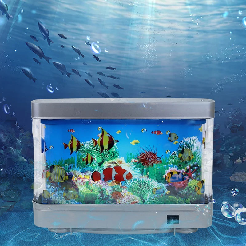 Virtuell Ocean Desk Fisk Tank med LED Nattljus