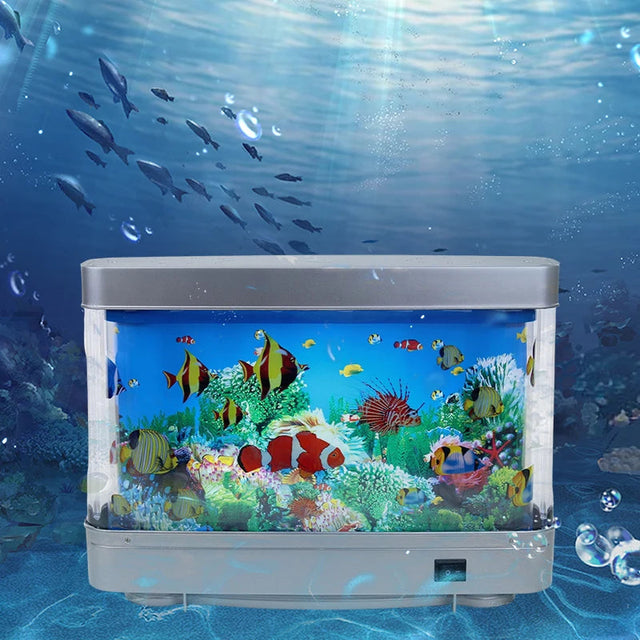 Virtuell Ocean Desk Fisk Tank med LED Nattljus