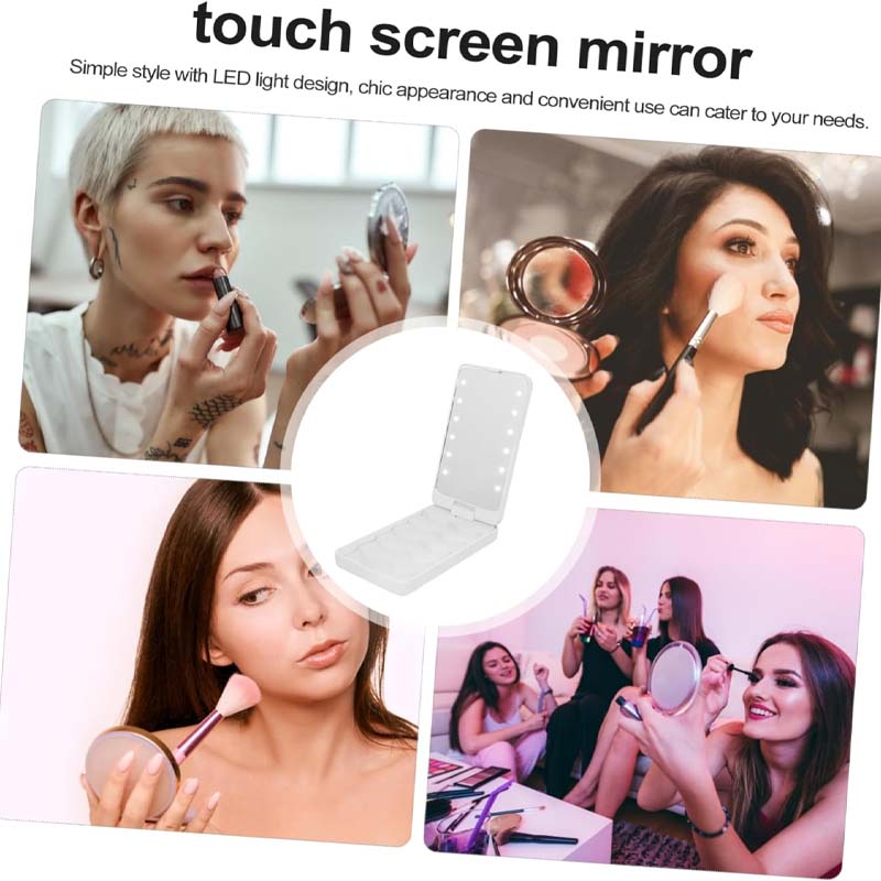 Resande makeupborsteset med LED-ljus spegel