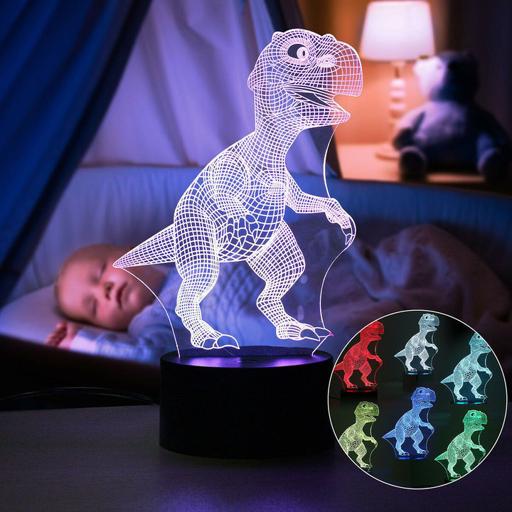 Dinosaurie Nattlampa - 3D Dinosaurie Lampa - T Rex Nattlampa