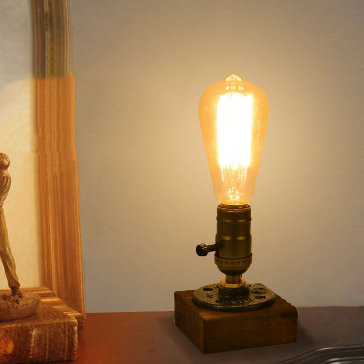 Vintage Industriell Järn Lampa 1-Ljus Bordslampa