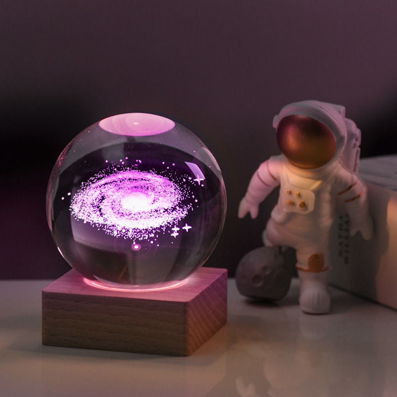 3D Galaxy Crystal Ball Nattlampa Dekorativ Lampa