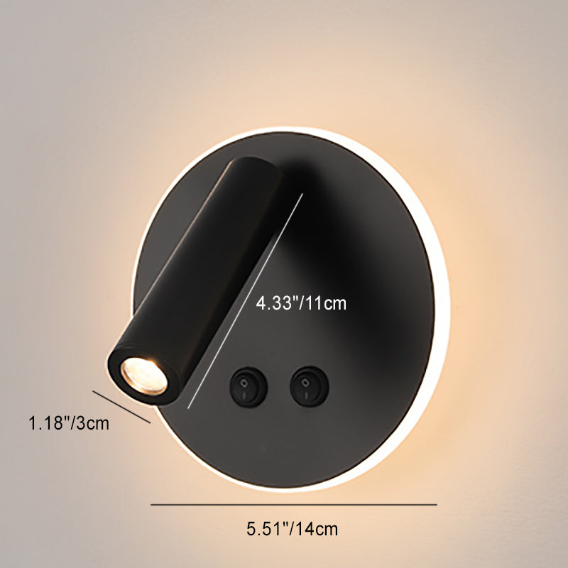 Modern Minimalistisk Rektangulär Rund Järn Aluminium LED Vägglampa För Sovrum