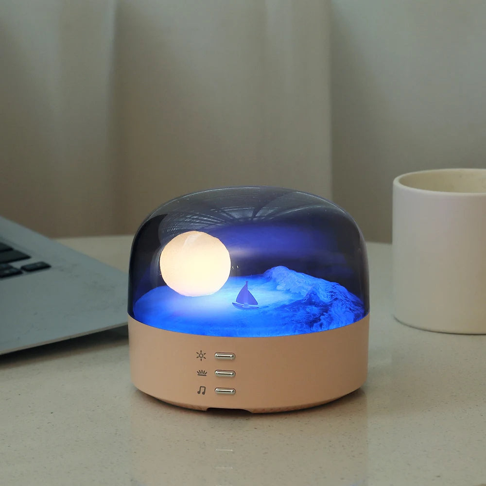 3D Mysterious Moon LED Nattljus Högtalare |