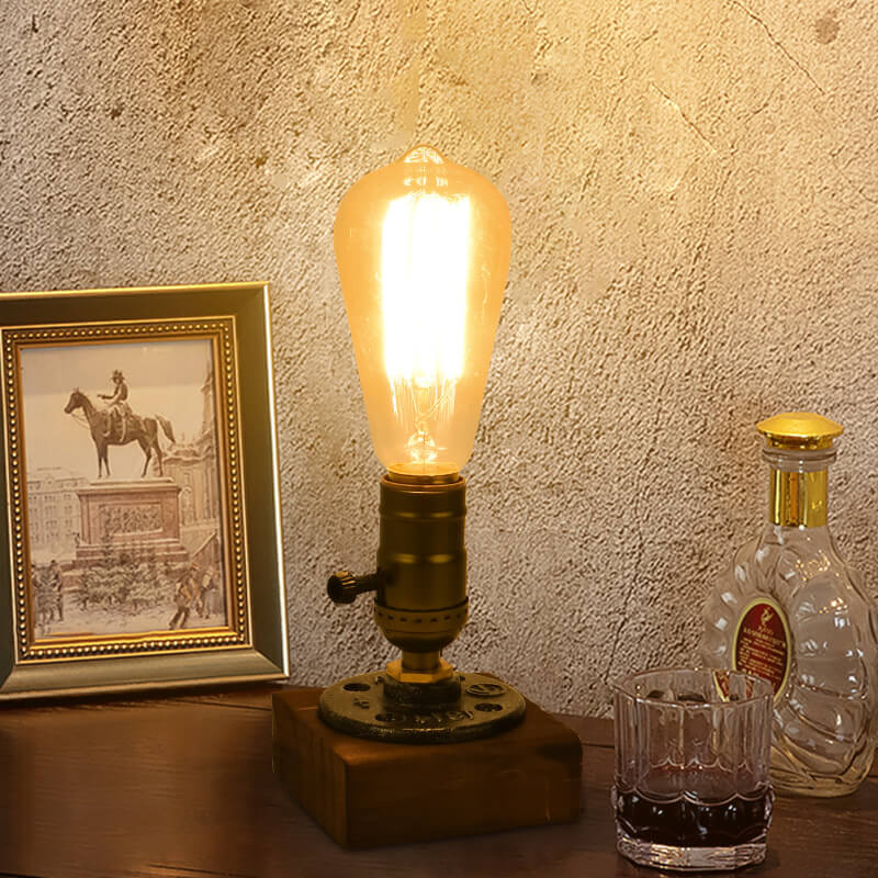 Vintage Industriell Järn Lampa 1-Ljus Bordslampa