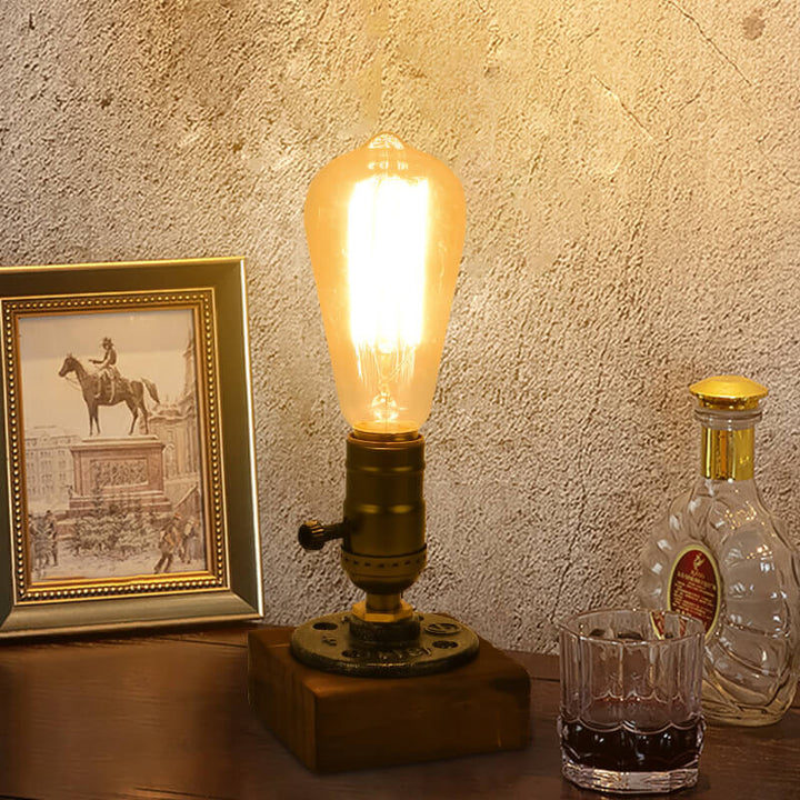 Vintage Industriell Järn Lampa 1-Ljus Bordslampa