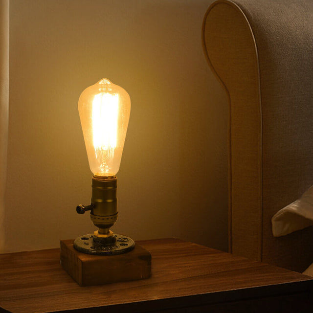 Vintage Industriell Järn Lampa 1-Ljus Bordslampa