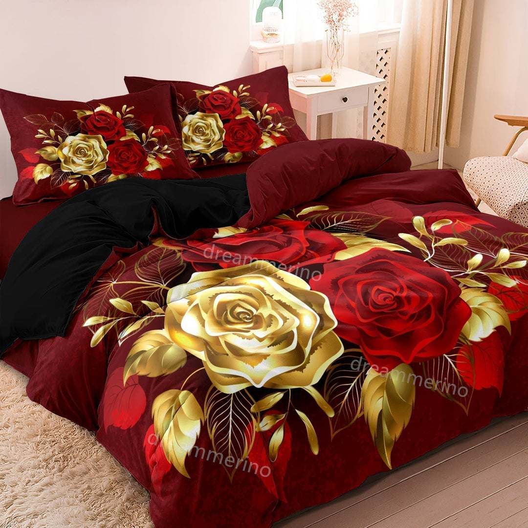 RoseAllure - Romantisk Skarlet Ros Duvet Set