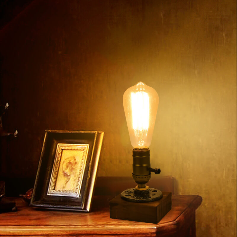 Vintage Industriell Järn Lampa 1-Ljus Bordslampa