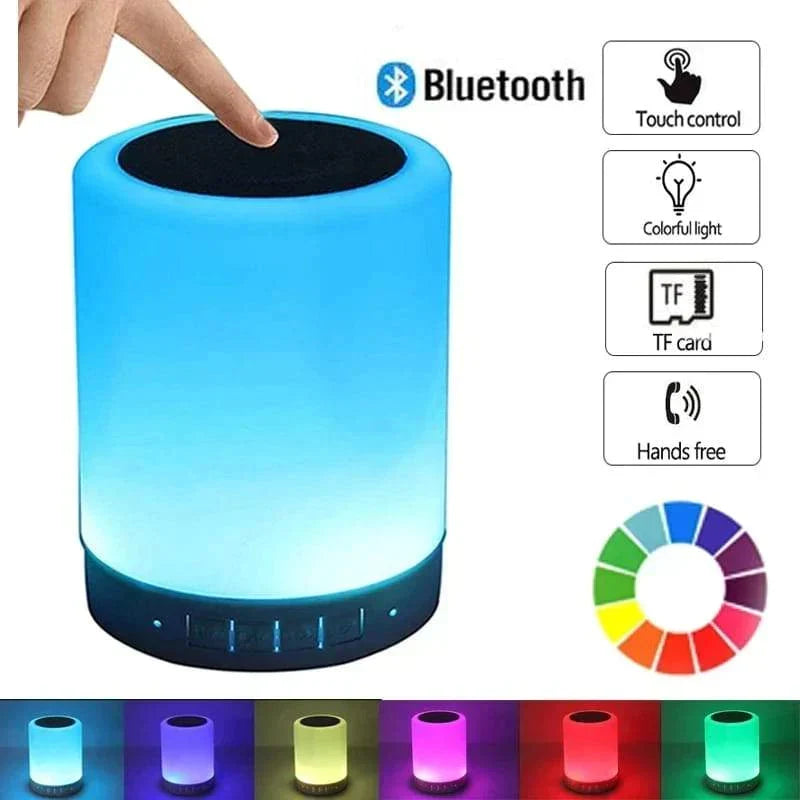 färgglad LED Nattlampa Bluetooth Touchpad Trådlös Högtalare