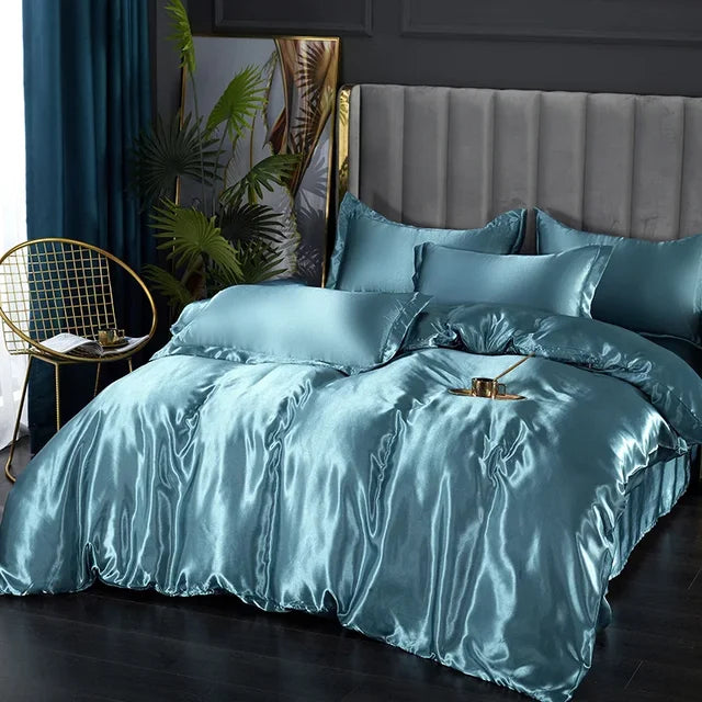 Lyxigt Siden Satin Sängkläder Set - SilkElegance