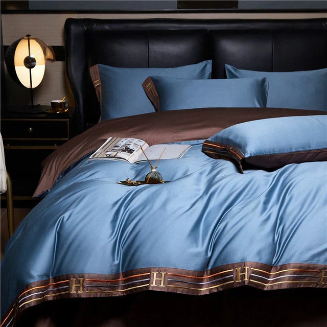 Lyxigt Satinbomull Duvet Täcke Set för Sovrum