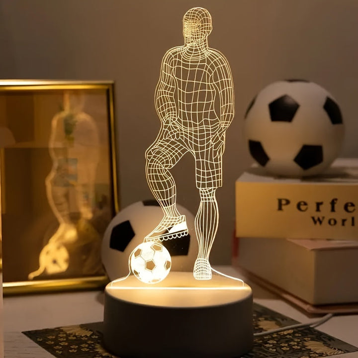 Fotbollsspelare 3D-lampa – För en sportig atmosfär