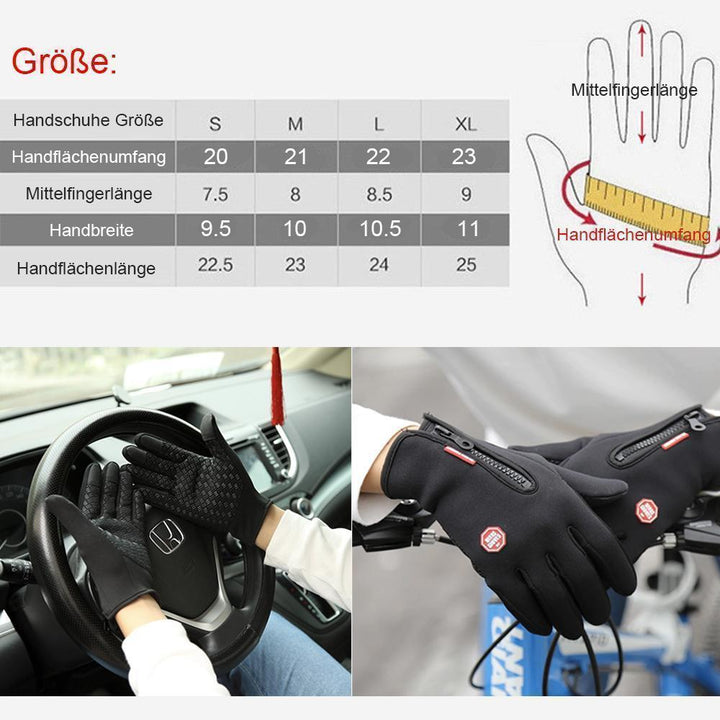 Högkvalitativa, varma, vind- och vattentäta touchscreen-handskar, Unisex